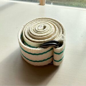 White and Green Striped Cotton Belt